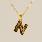 Gold color / 1 Piece Classic Bark Grain Unique Letter N Stainless Steel  Gold Color Unisex Pendant Necklaces Picture14